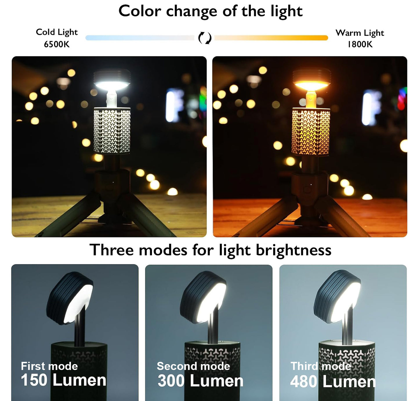 light modes etractable camping light