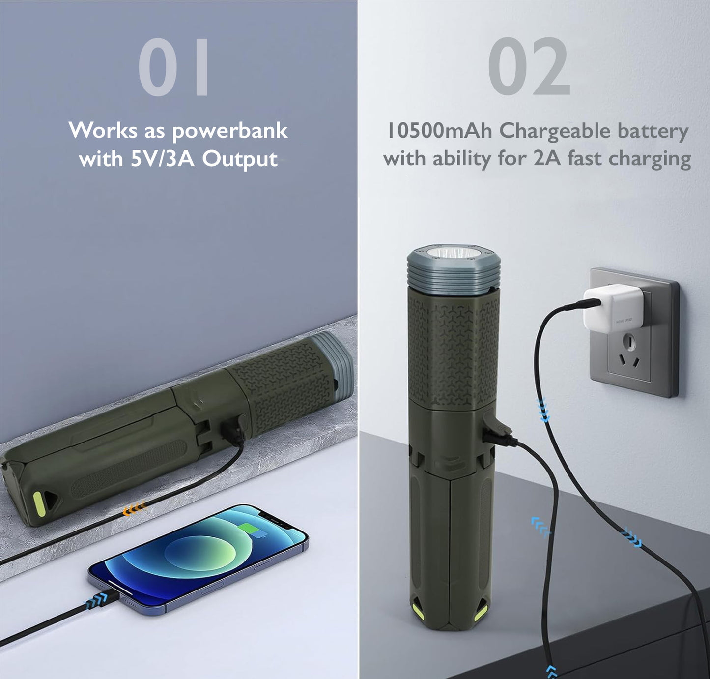 powerbank mode retractable camping light