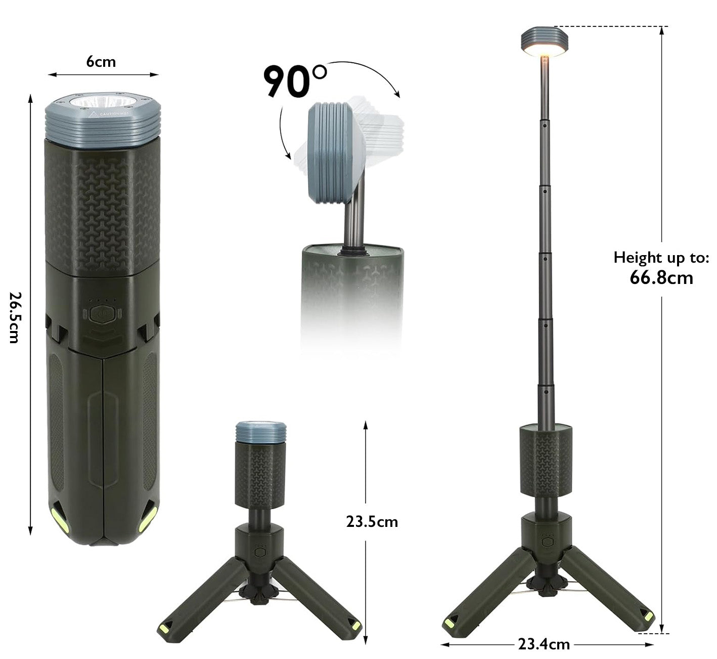 dimension retractable camping light