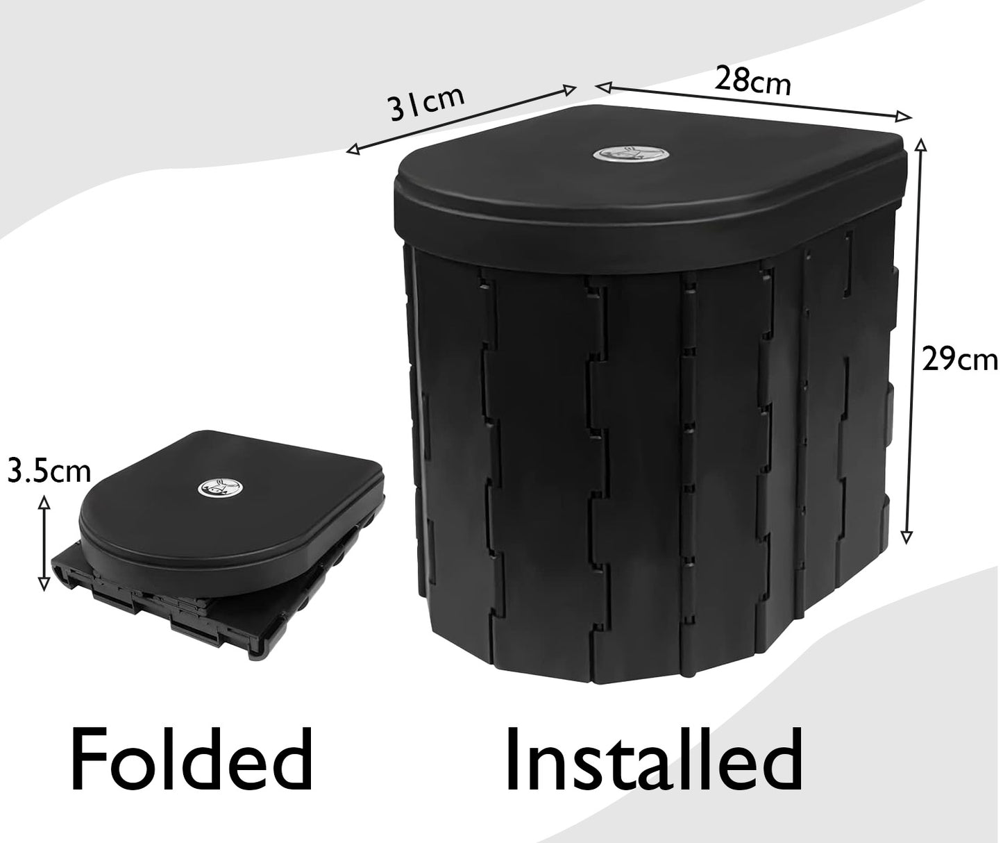 image with the dimensions the foldable toilet