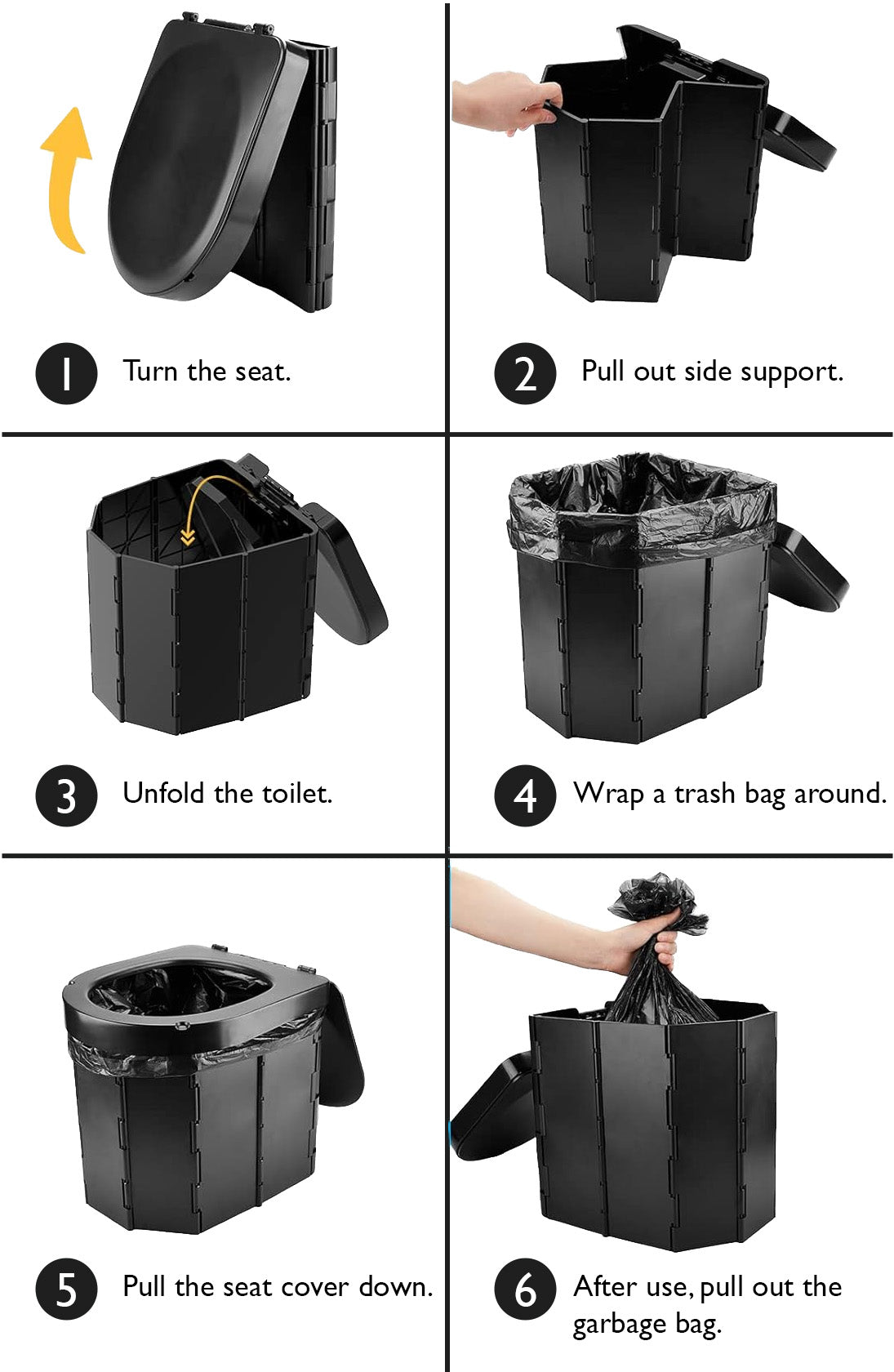 manual for the foldable toilet