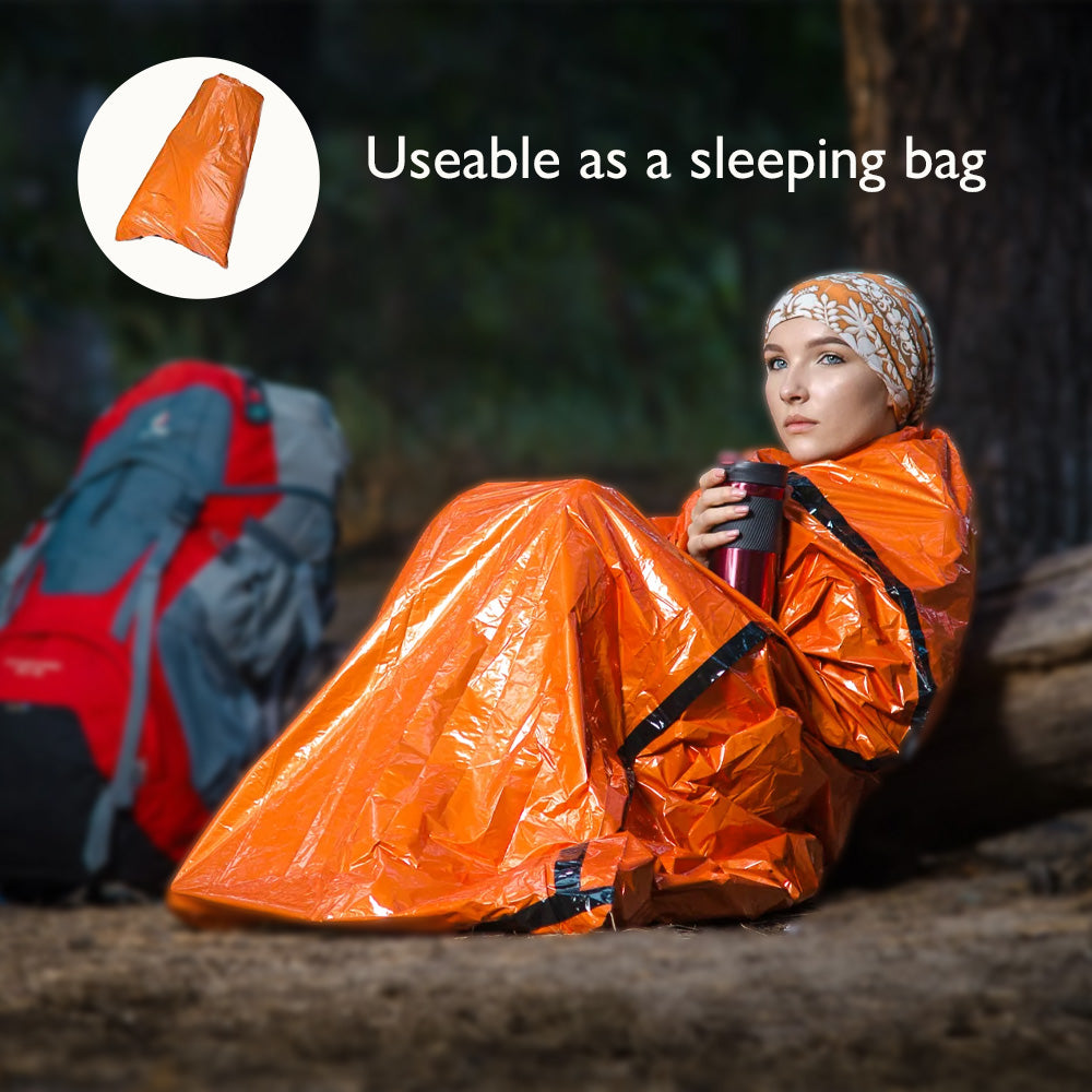 the emergency tent as a sleeping bag