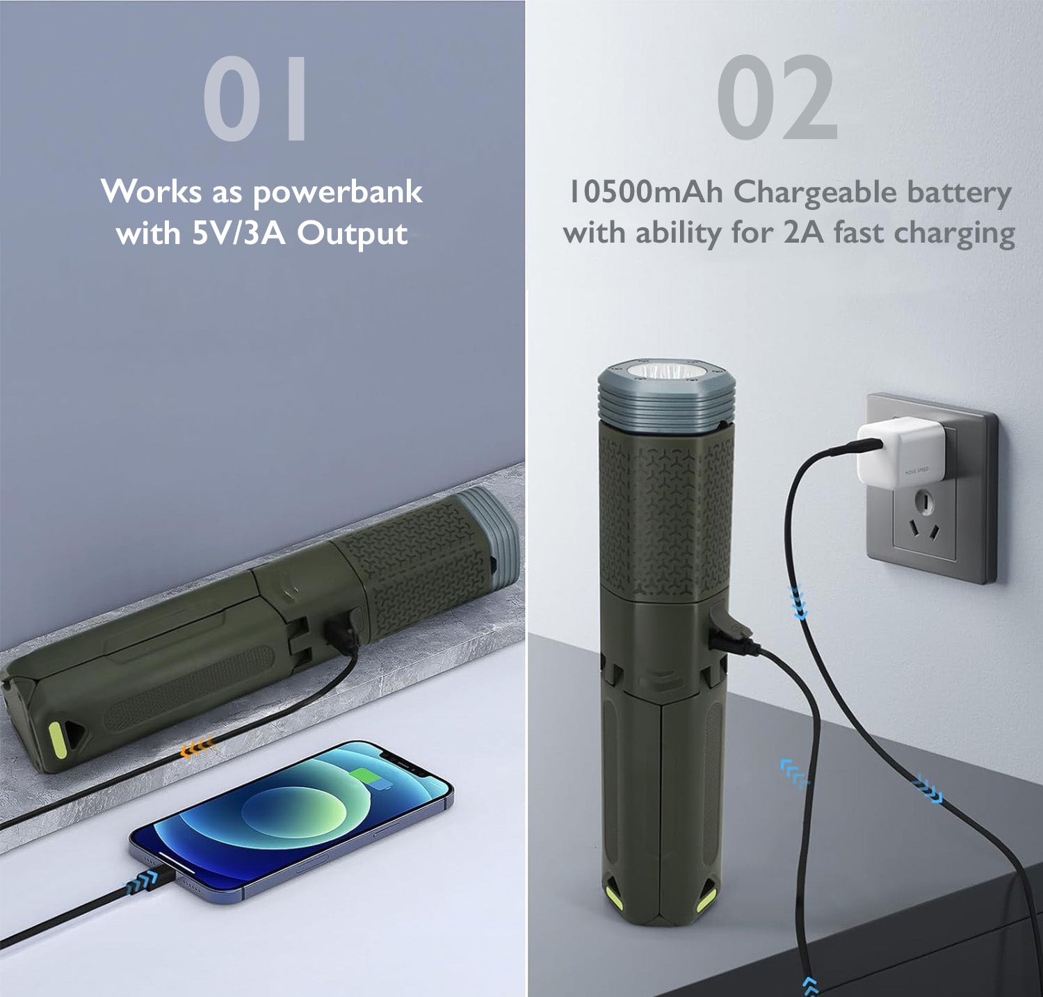 powerbank mode retractable camping light