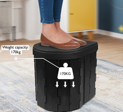 image showing the max load of the portable toilet