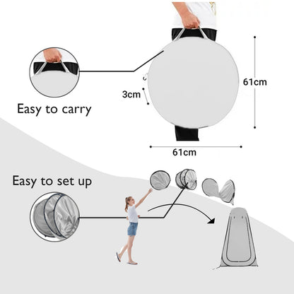 measurements and way to set up the privacy pop-up shower tent